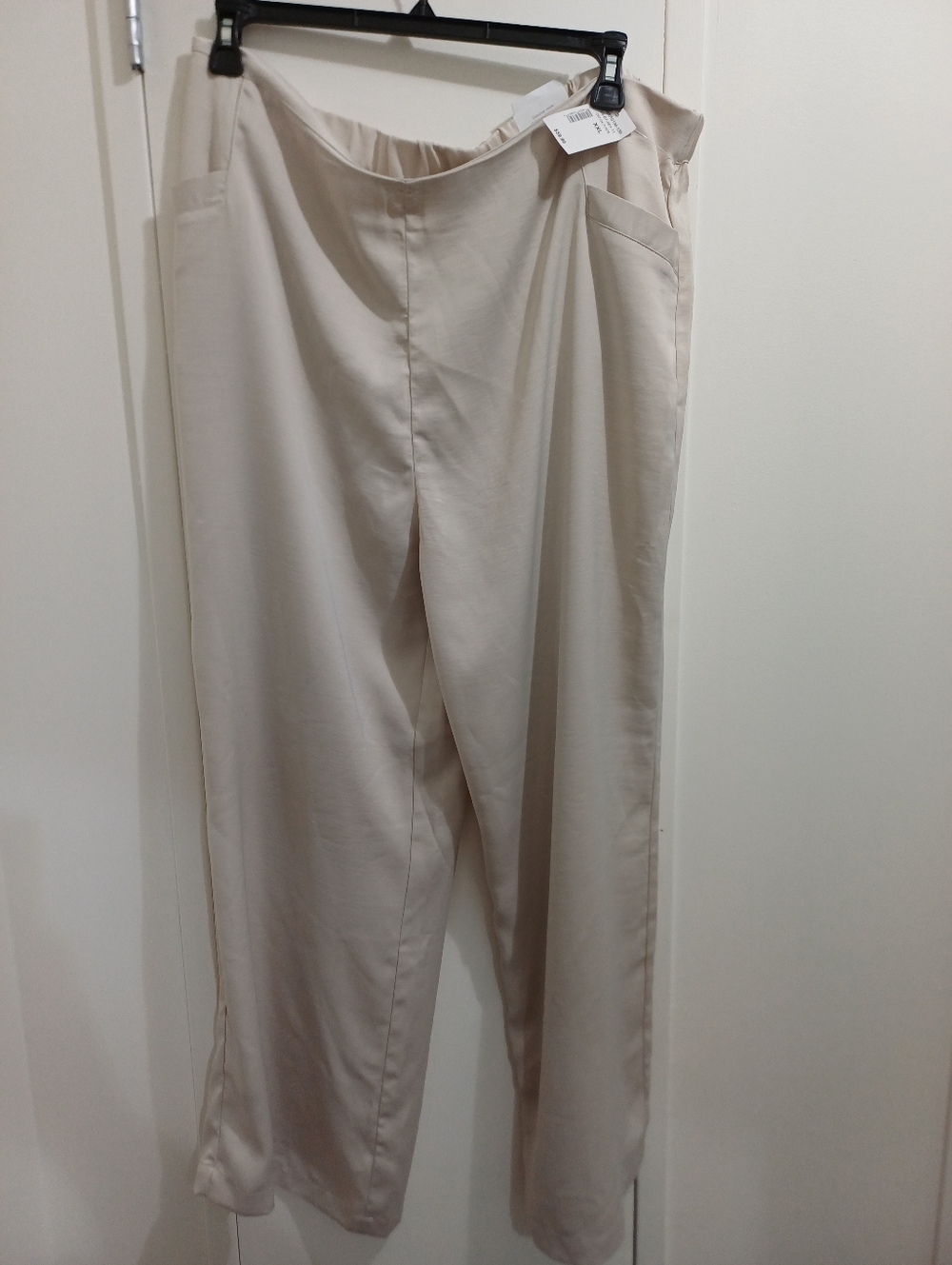Cleo NWT XXL Regular or Tall Cream Satin Unlined Wide Leg Dress Pants